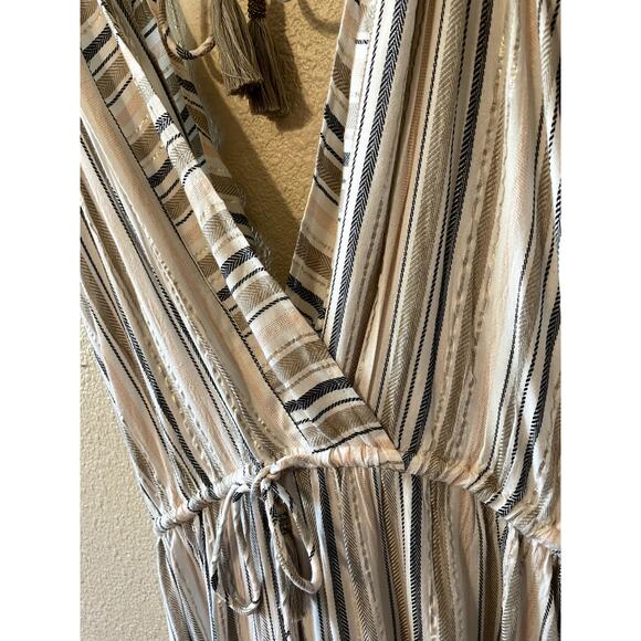 NWT Blue Island Beach Striped W/ Tassel V Neck Maxi Swim Coverup Boho Size Small - Picture 4 of 13